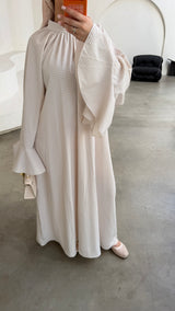 CHECKED DRESS BEIGE