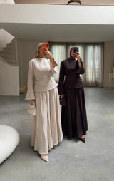 FLARED SKIRT AND TOP SET WITH POCKETS BEIGE