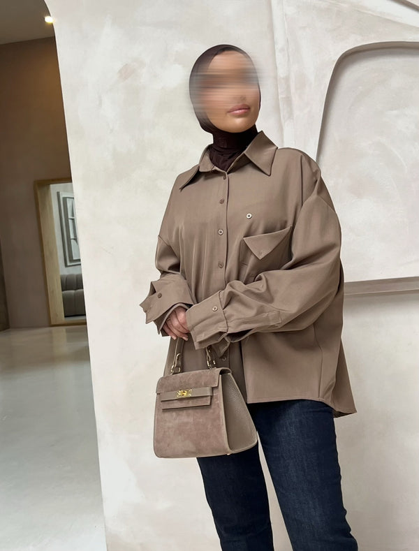 Delina oversized blouse TAUPE