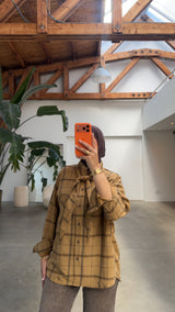 Naomi check blouse camel