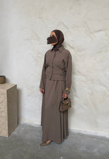 SKIRT & FITTED TOP SET TAUPE