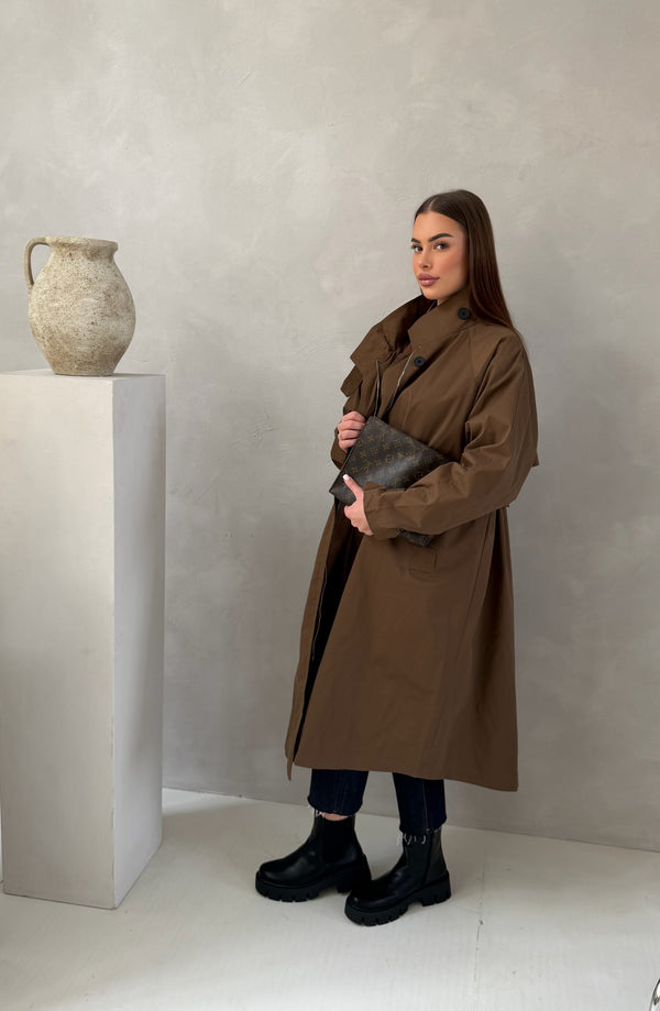 LONG OVERSIZED TRENCHCOAT BROWN