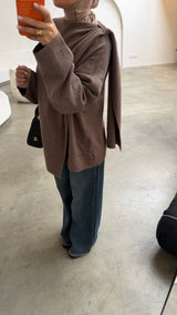 Draped Poncho Sweater taupe
