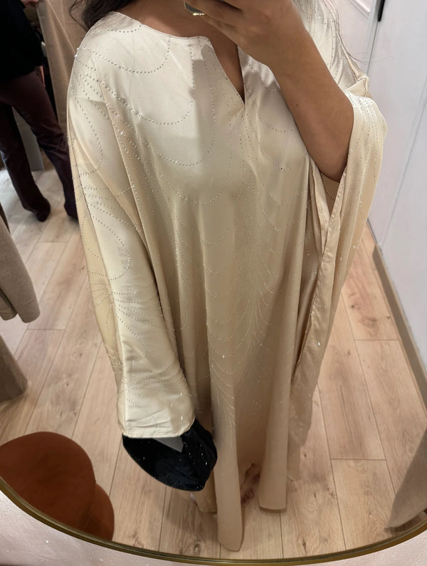 OVERSIZED STRASS ABAYA BEIGE (N08)