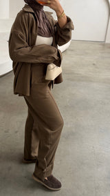 LIA PANTALON TAUPE/GREEN