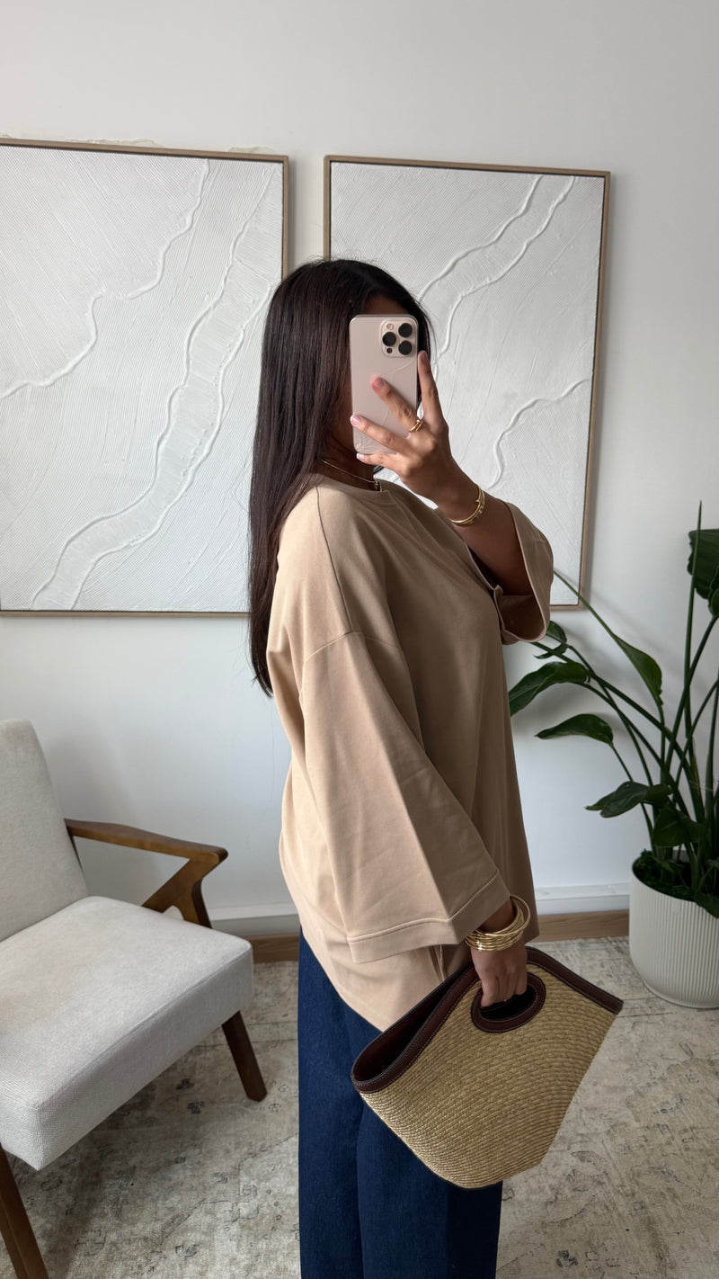 OVERSIZED SHIRT TAUPE