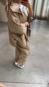 SHORT TRENCH CAPE CAMEL