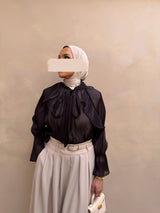 RUFFLE BLOUSE BLACK