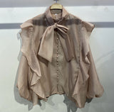 LIVIA RUFFLE BLOUSE TAUPE
