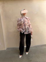 NALA PRINTED BLOUSE BROWN/PINK