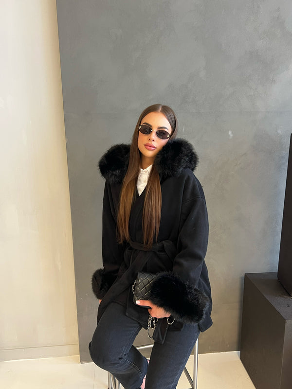 FAUX FUR JACKET BLACK