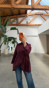Wrap detail blouse burgundy
