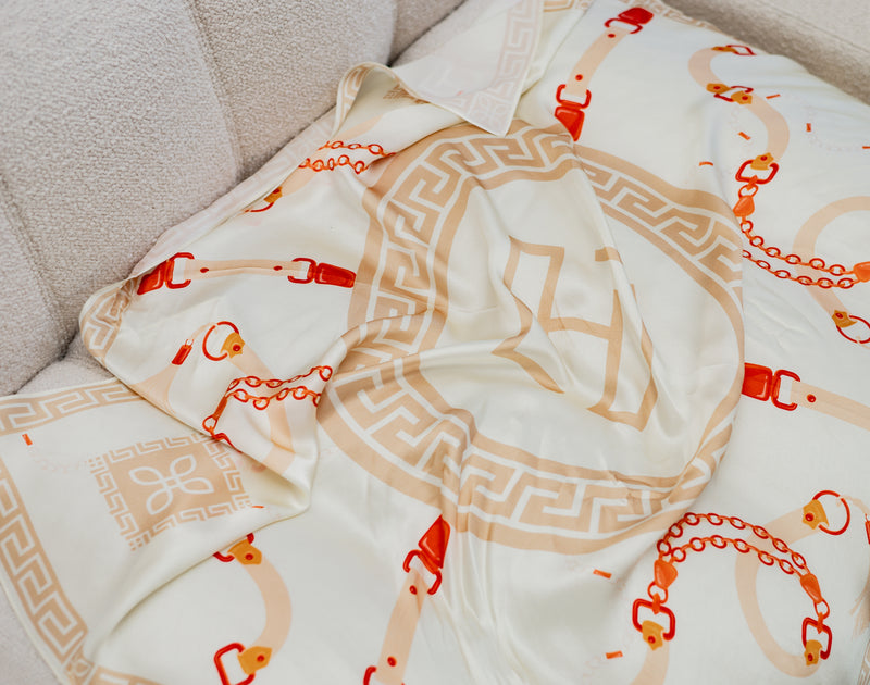 HANORA SIGNATURE SILK SCARF- BLUSH BEIGE