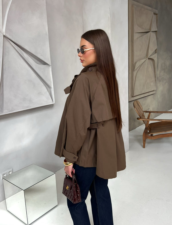 SHORT TRENCH COAT BROWN