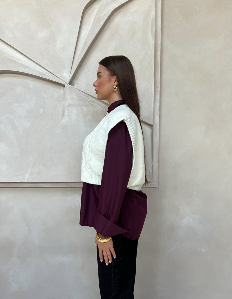 KNITTED GILET ECRU