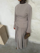 FLARED SKIRT AND TOP SET WITH POCKETS TAUPE