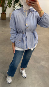 Striped Utility Jacket Blue