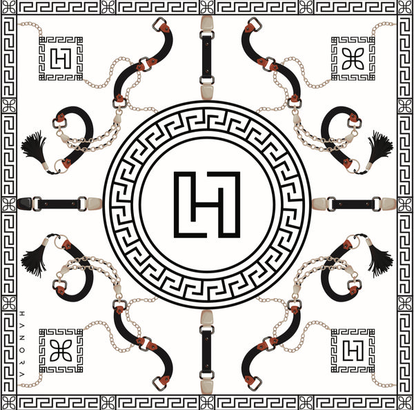 HANORA SIGNATURE SILK SCARF- CLASSIC BLACK