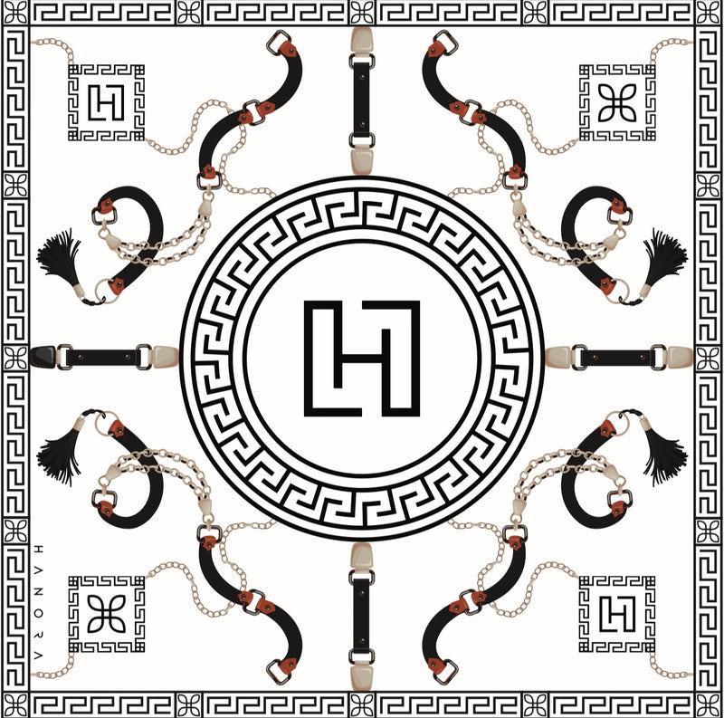 HANORA SIGNATURE SILK SCARF- CLASSIC BLACK