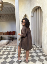 OVERSIZED COTTON BLOUSE BROWN