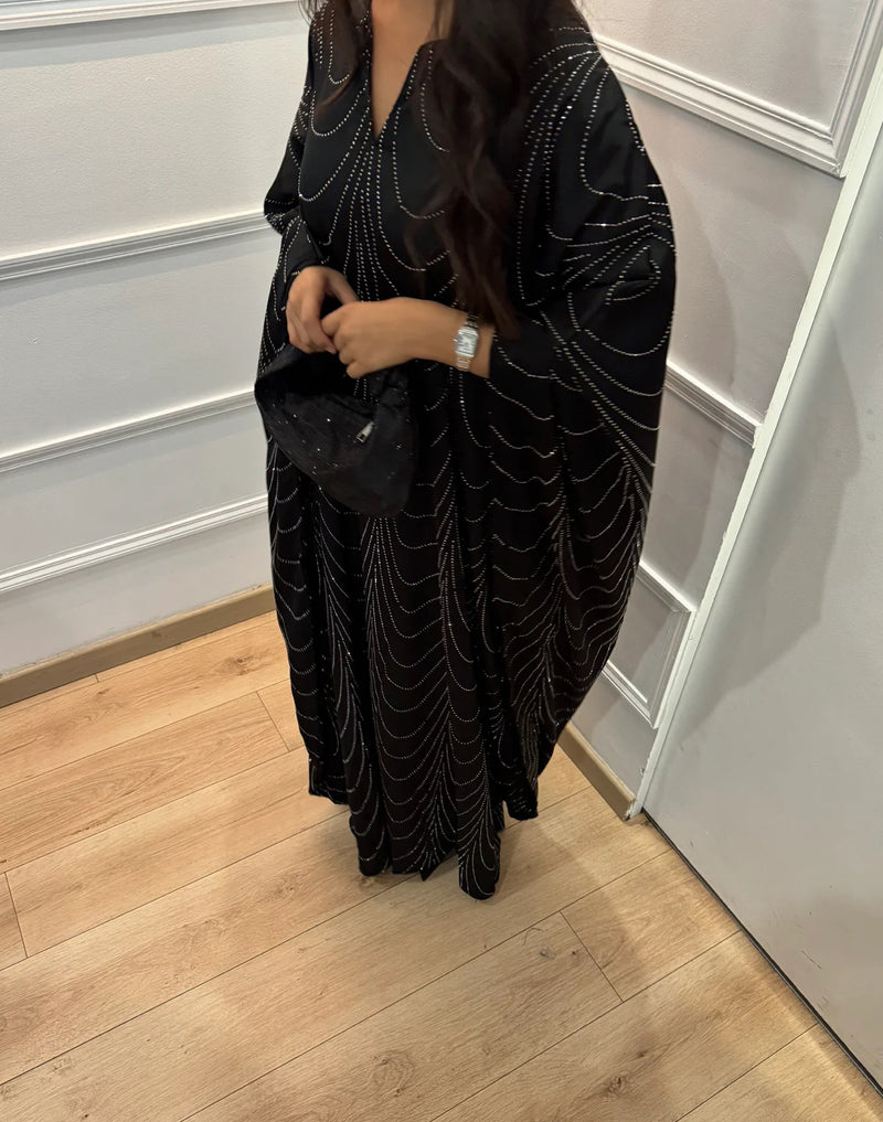 OVERSIZED STRASS ABAYA BLACK (N08)