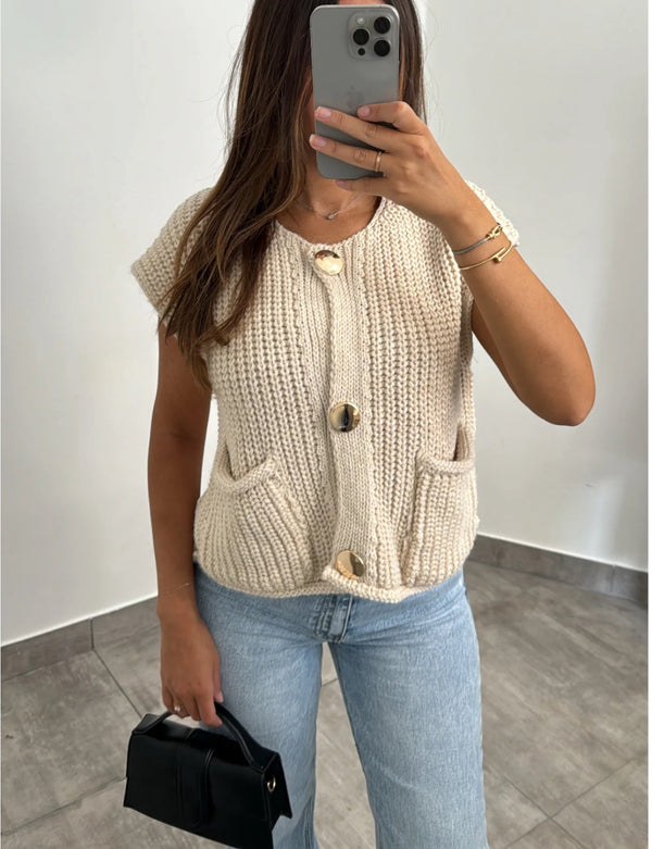 KNITTED GILET BEIGE