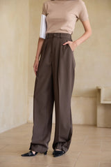 AZILI High-Waist Wide Leg Pantalon BROWN