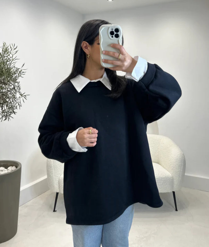 Basic Oversized sweater blouse black