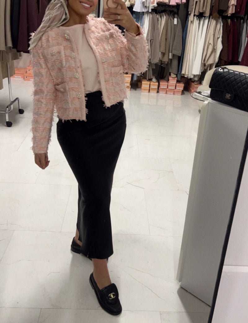 CHLOÉ TWEED BLAZER PINK