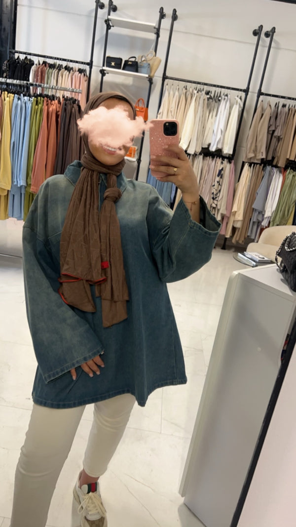 OVERSIZED JEANS JACKET DARK BLUE