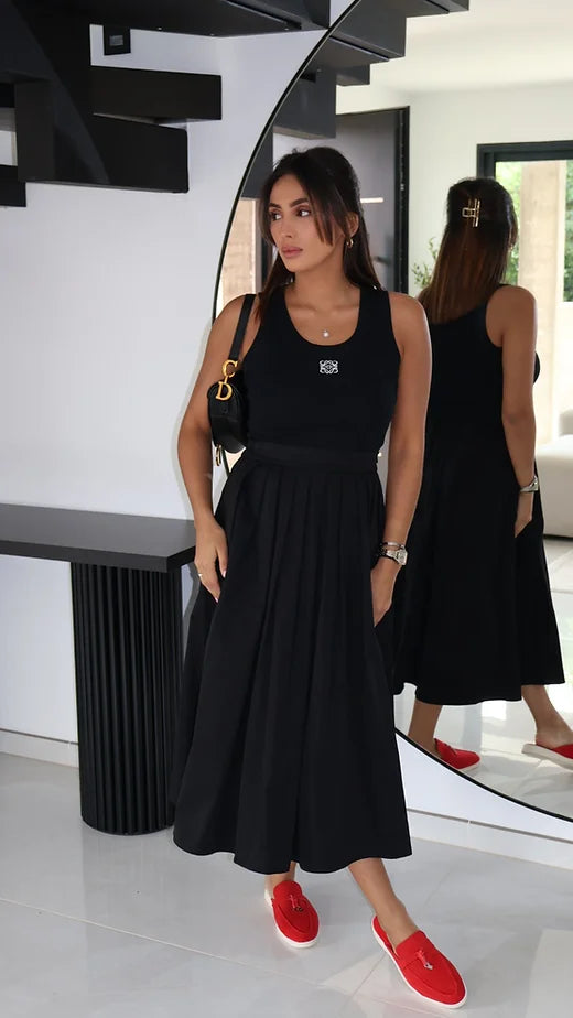 EVA FLARED LONG SKIRT BLACK