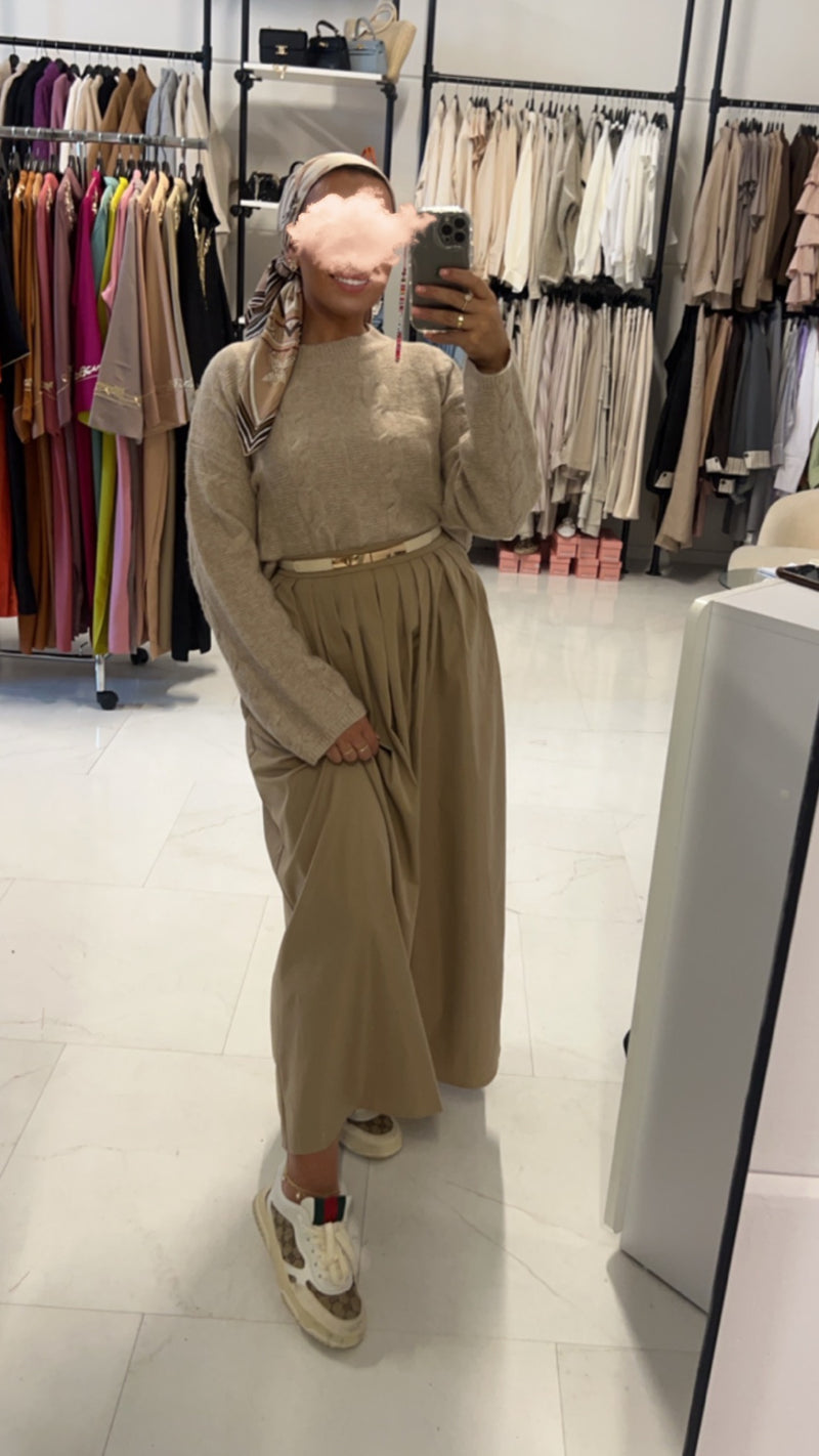 EVA FLARED LONG SKIRT CAMEL