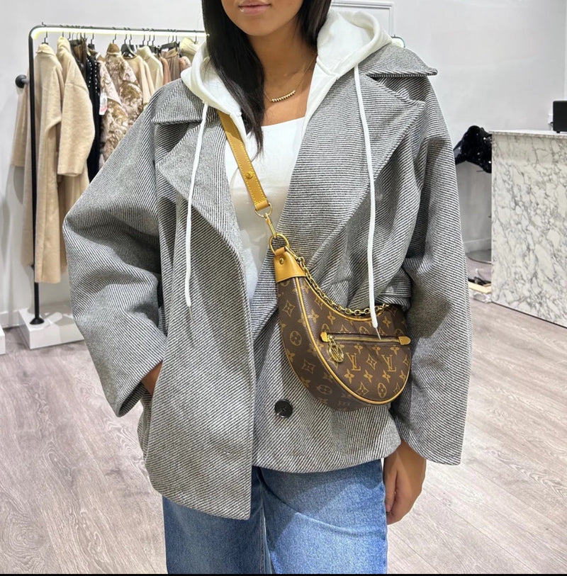 OVERSIZED JACKET WITH CAPUCHON GRAY