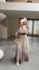 PRINTED SKIRT & BLOUSE SET