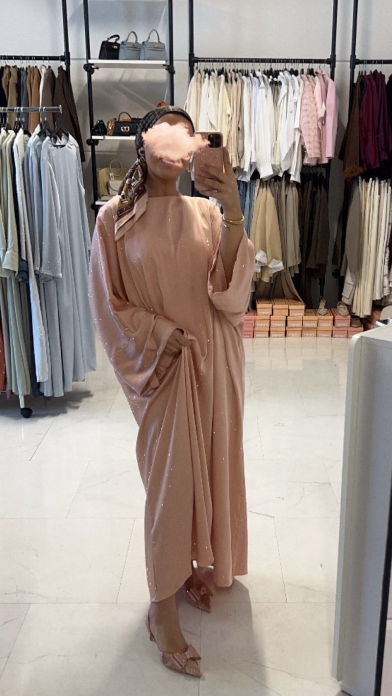 MELINE OVERSIZED STRASS ABAYA PINK (N03)