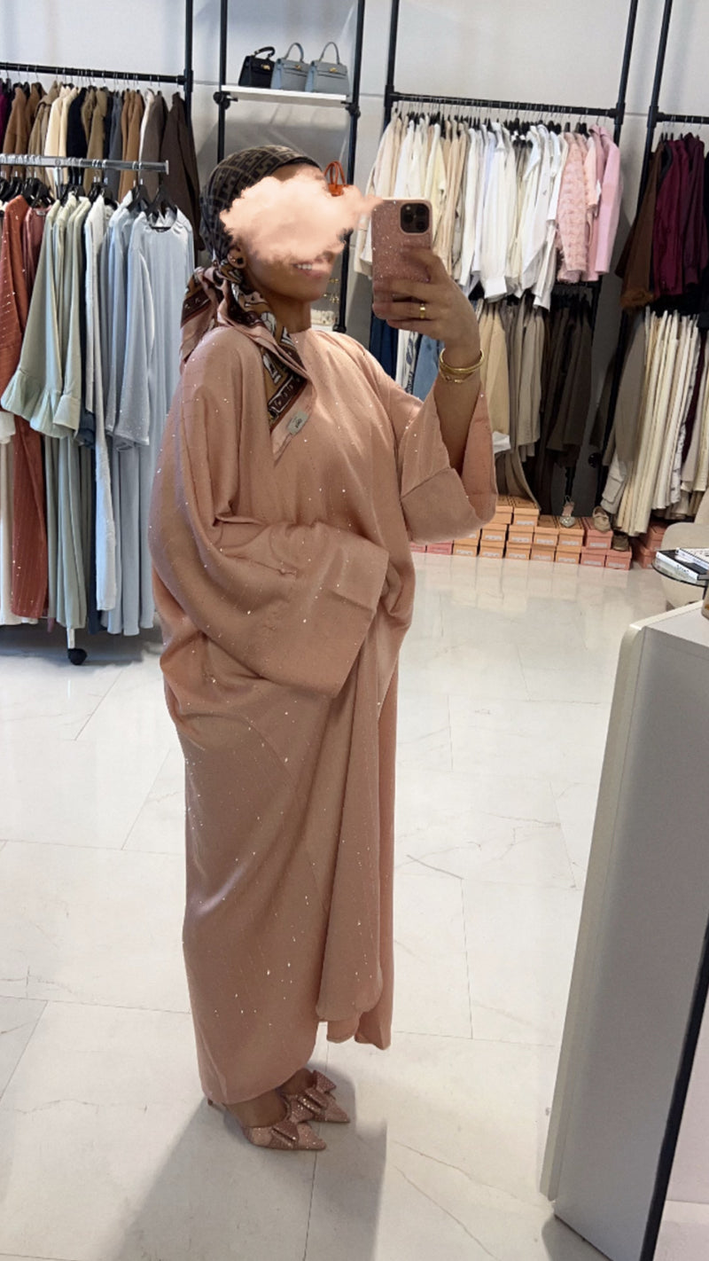 MELINE OVERSIZED STRASS ABAYA PINK (N03)