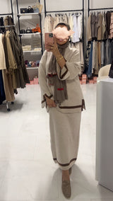 NALA TWINSET SKIRT&SWEATER BEIGE