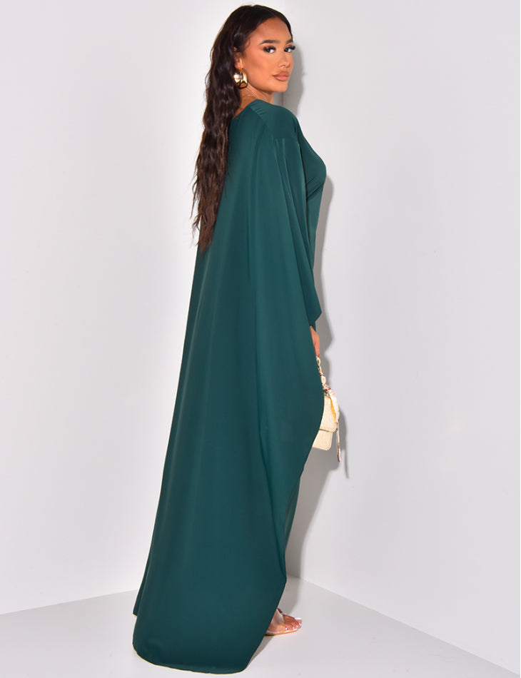 UNIQUE CAPE DRESS GREEN – Hanora Fashion