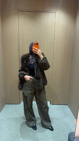 Cargo wide leg pants- Khaki