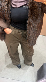 Cargo wide leg pants- Khaki