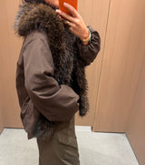 Faux Fur Coat- Brown