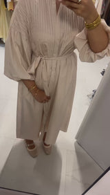 Balloon Sleeve Dress Beige
