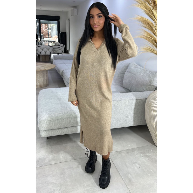 POLO SWEATERDRESS CAMEL